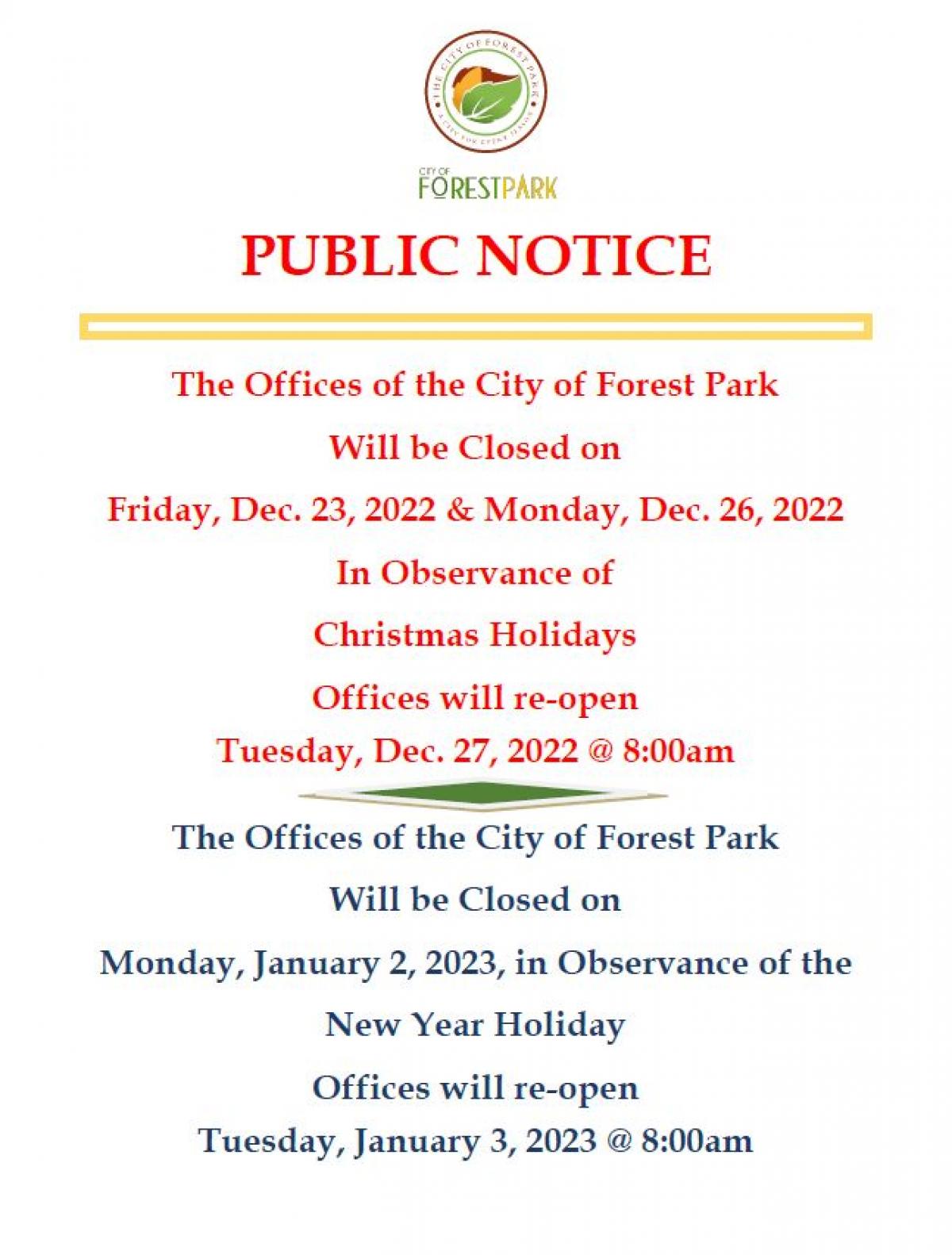 Holiday office Closure Sign